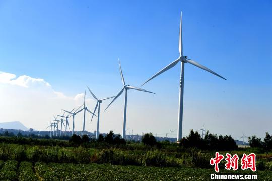 莆田沿海整齊的風(fēng)力發(fā)電設(shè)備?！⊥鯑|明 攝