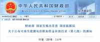財(cái)政部、國家發(fā)展改革委、國家能源局公布可再生能源電價(jià)附加資金補(bǔ)助目錄（第七批）