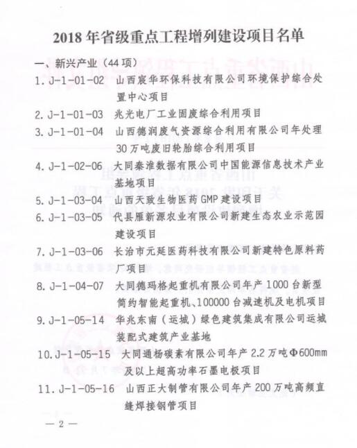 山西2018年省重點工程項目擬增列名單正式公布：12個風(fēng)電項目未變