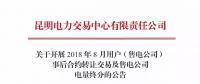 云南關(guān)于開(kāi)展2018年8月用戶（售電公司）事后合約轉(zhuǎn)讓交易及售電公司電量終分的公告