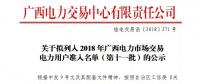 廣西電力交易中心日前發(fā)布了《關(guān)于擬列入2018年廣西電力市場交易電力用戶準入名單(第十一批)的公示》