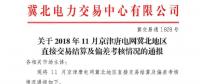 冀北電力交易中心日前發(fā)布了《關于2018年11月京津唐電網(wǎng)冀北地區(qū)電力直接交易結算及偏差考核情況的通報》