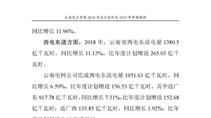 云南電力市場2018年運(yùn)行分析及2019年市場預(yù)測